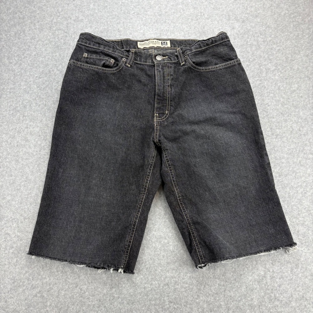 Vintage Maurices Denim Shorts Womens 12 Black Cutoff Raw Hem‎ Y2K Grunge Skater